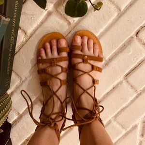 Brown Gladiator Lace Up Sandal